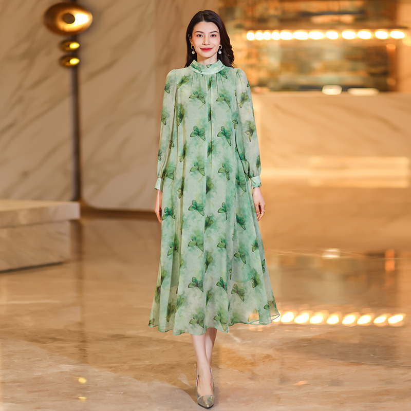 summer chinesestyle cheongsam maxi dresses for women exuding highend elegance charm with short sleeves printed chiffon fabric and a onepiece design