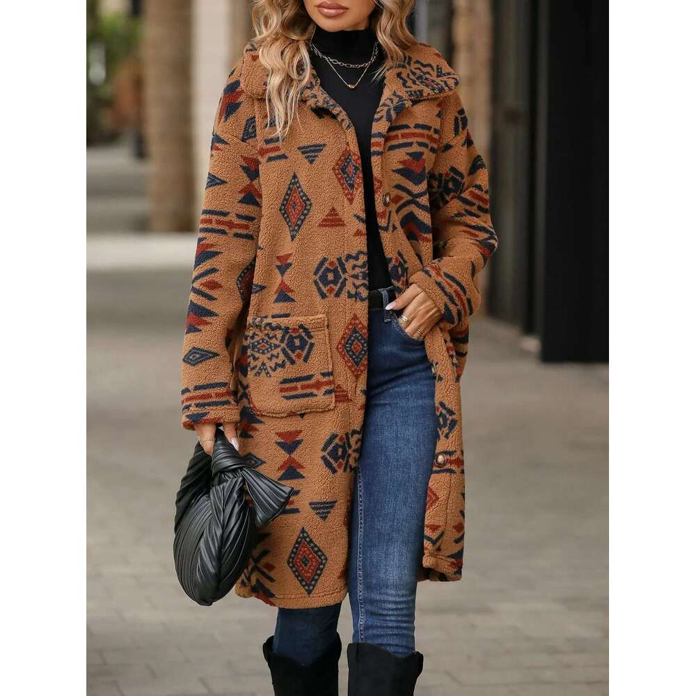 High Quality Ethnic Collar Soft Plush Trench Coat For Women Fall Lapel Long British Style Elegant Overcoat Designer