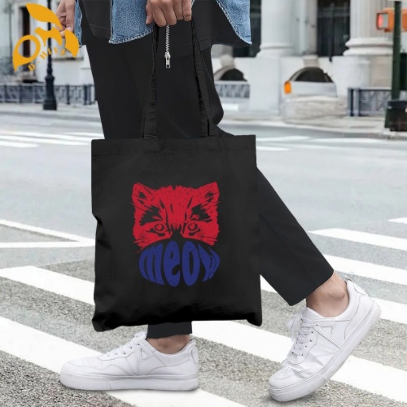 Free shipping.TOP fashion designers customize lightweight and high-quality black full-print canvas tote bags.