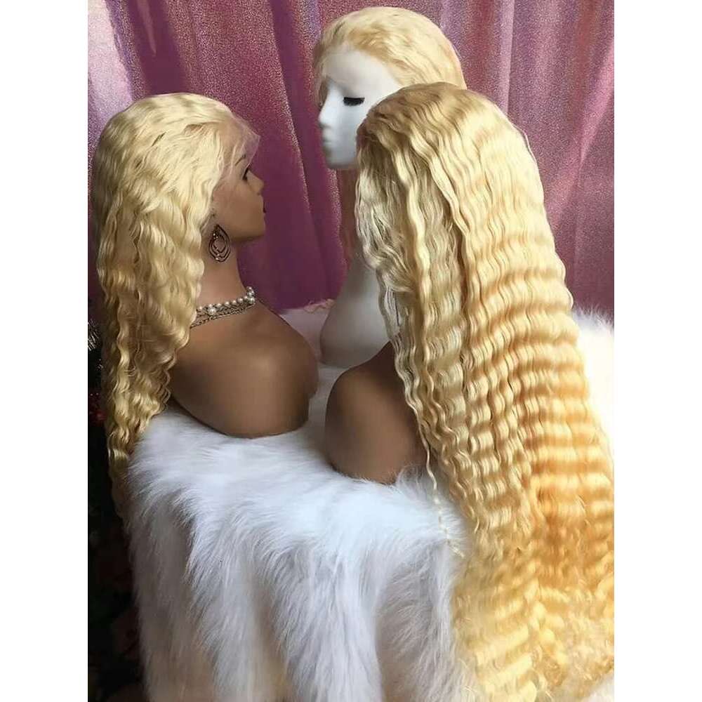 Curly 613 Blond Deep 13x6 Frontal Wigs Human Hair 40 Inch Brazilian Colored Water Wave 13x4 Lace Front Wig For Women