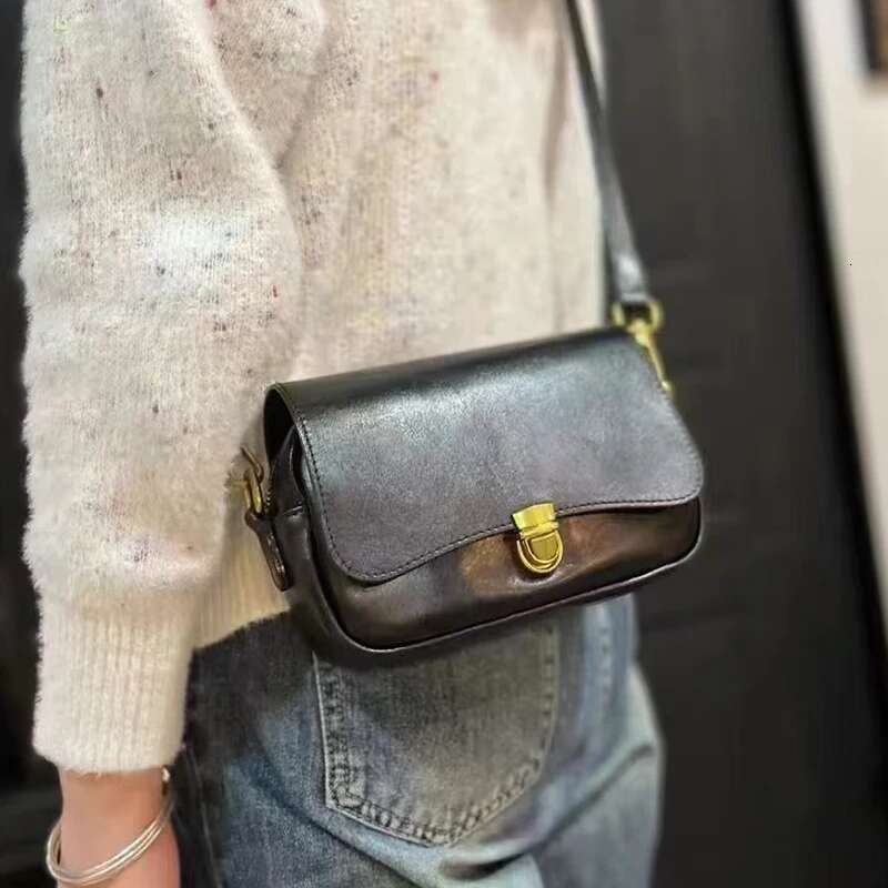 Lady Shoulder Bags Women Crossbody Bag Retro Oiled Waxed Cowhide Genuine Leather Small Size Square Trend 2024 Phone