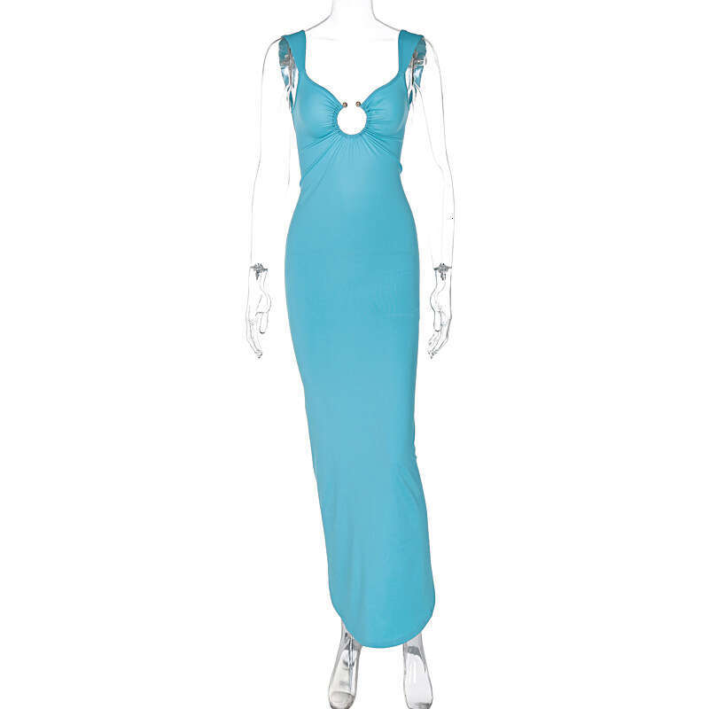 Halter Dress Women S Summer New Product Sexy V Neck Open Back Slim Fit Dress Maxi Dress