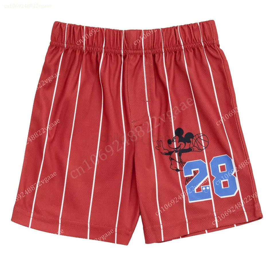 Disney 2024 Summer Mickey Mouse Basketball Jersey Tank Top Men Boys Kids Clothes Children T Shirt Sportwear Training Uniform Shorts W250520