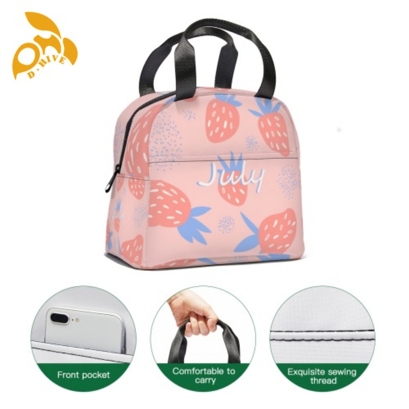 Free delivery. top designers customize round, beige and black semi-long, lightweight, simple and portable hand-held insulated meal bags