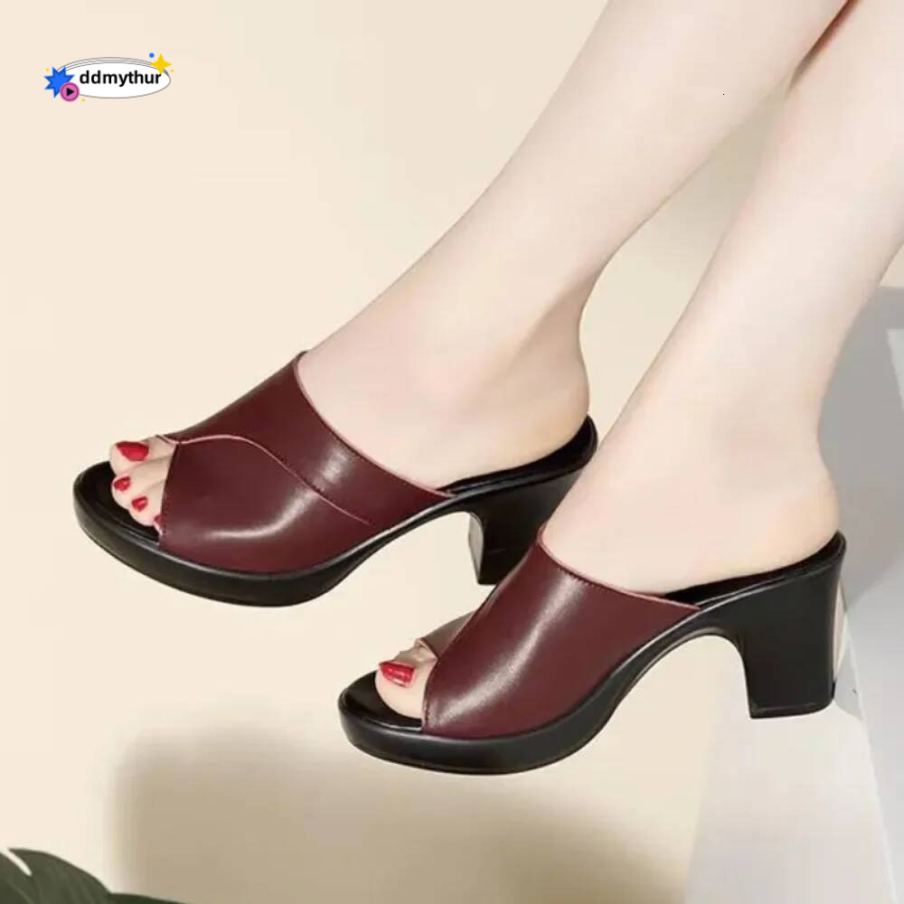 Slides Women Summer Trendy New Women's Sandals and Slippers Thick Mom High Heels Casual Shoes Zapatillas Mujer ddmythur