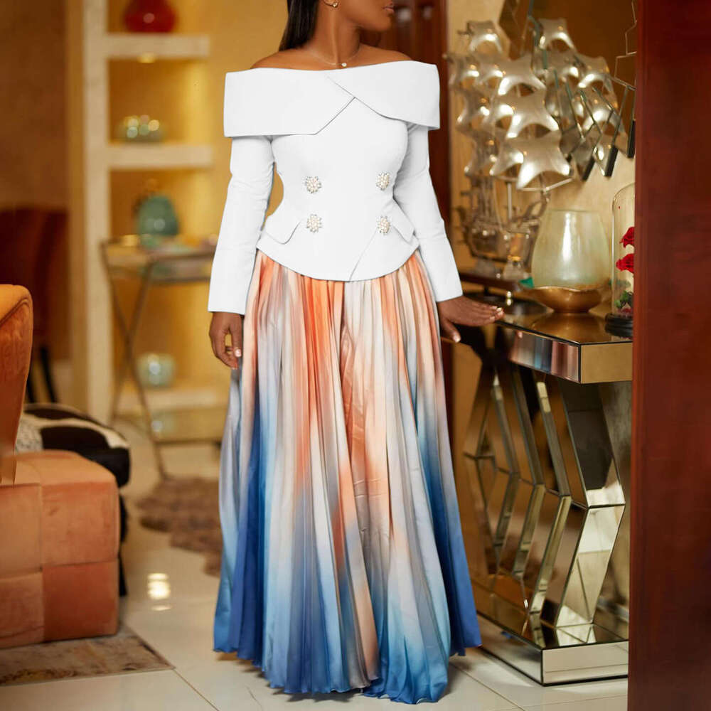 Women's Wear D3309 New Fashionable Elegant One Neck Top And Long Skirt Set