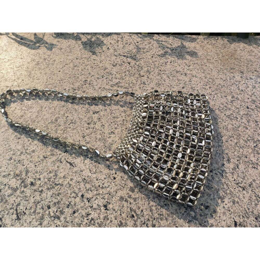 new Hot Hot electroplated silver hot selling women's long shoulder bead woven bag