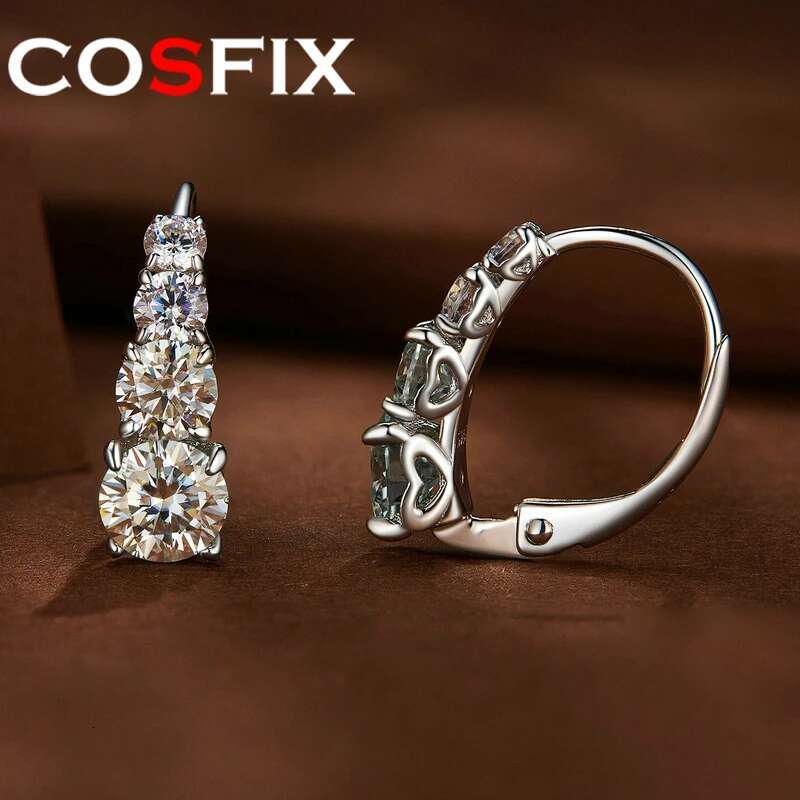 COSFIX Moissanite Hoop Earrings for Women 0.5ct White Women Moissanite Hoop Earrings Luxury Womens Moissanite Hoop Earring