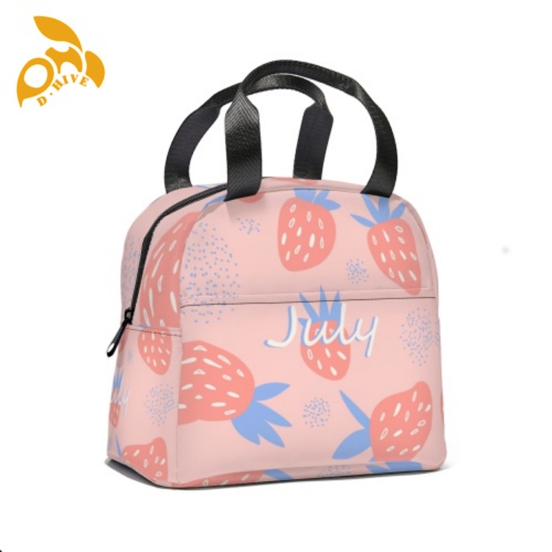 Free delivery. Top fashion designers customize round, beige and white semi-long, lightweight, simple and portable hand-held insulated meal bags