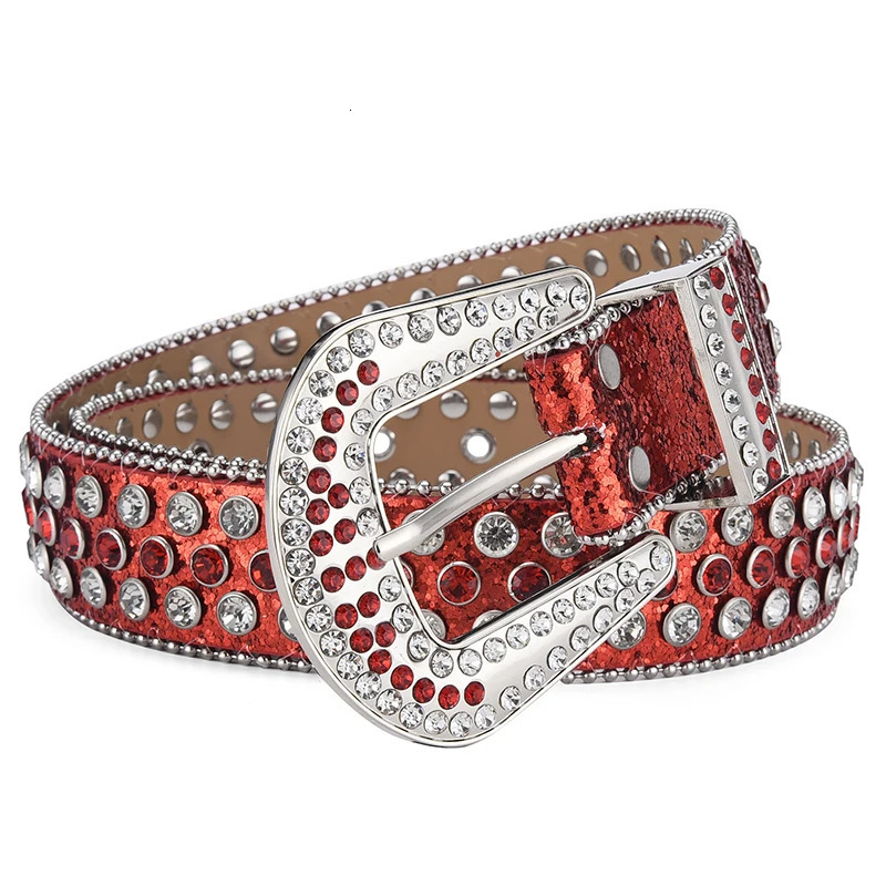 Womens Jeans Rhinestone Large Size Belt Mens Belt Western Denim Shiny Rivet Leather HipHop Punk Rock Y2K Style Belt 250519