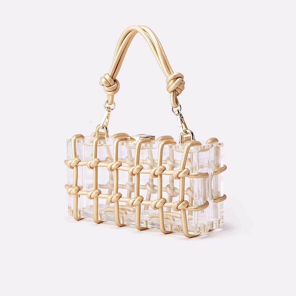 Women's shiny rhinestone handmade dinner bag, acrylic handbag, hand-held bag