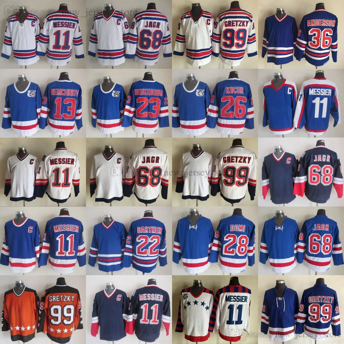 Vintage CCM Hockey 11 Mark Messier Jersey Throwback 68 Jaromir Jagr 99 Wayne Gretzky Jeff Beukeboom Mike Gartner Tie Domi Joe Kocur Jerseys Ice Sport Classic Retro