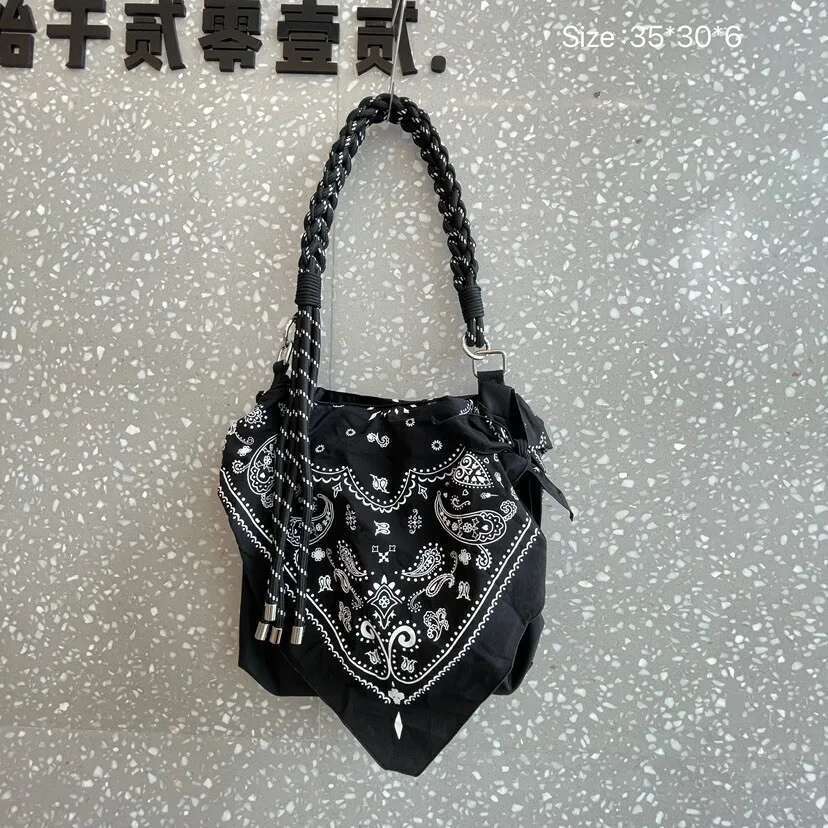 Fashion Paisley Shoulder Bag Bohemian Bandanna Printed Crossbody Bags for Women Woven Strap Handbags and Purses Soft Tote