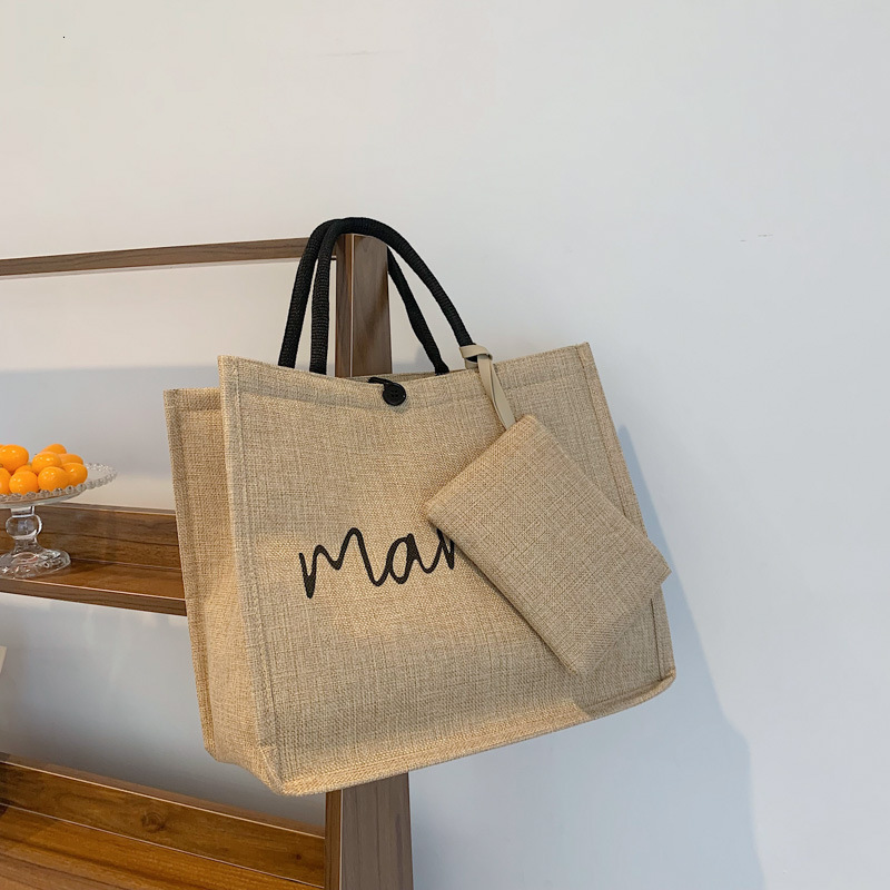 Free Delivery Designer Bag Mother And Child Korean Edition 2025 Fashion Trend Handheld Linen Women's Large Capacity Casual One Shoulder Tote Bag 