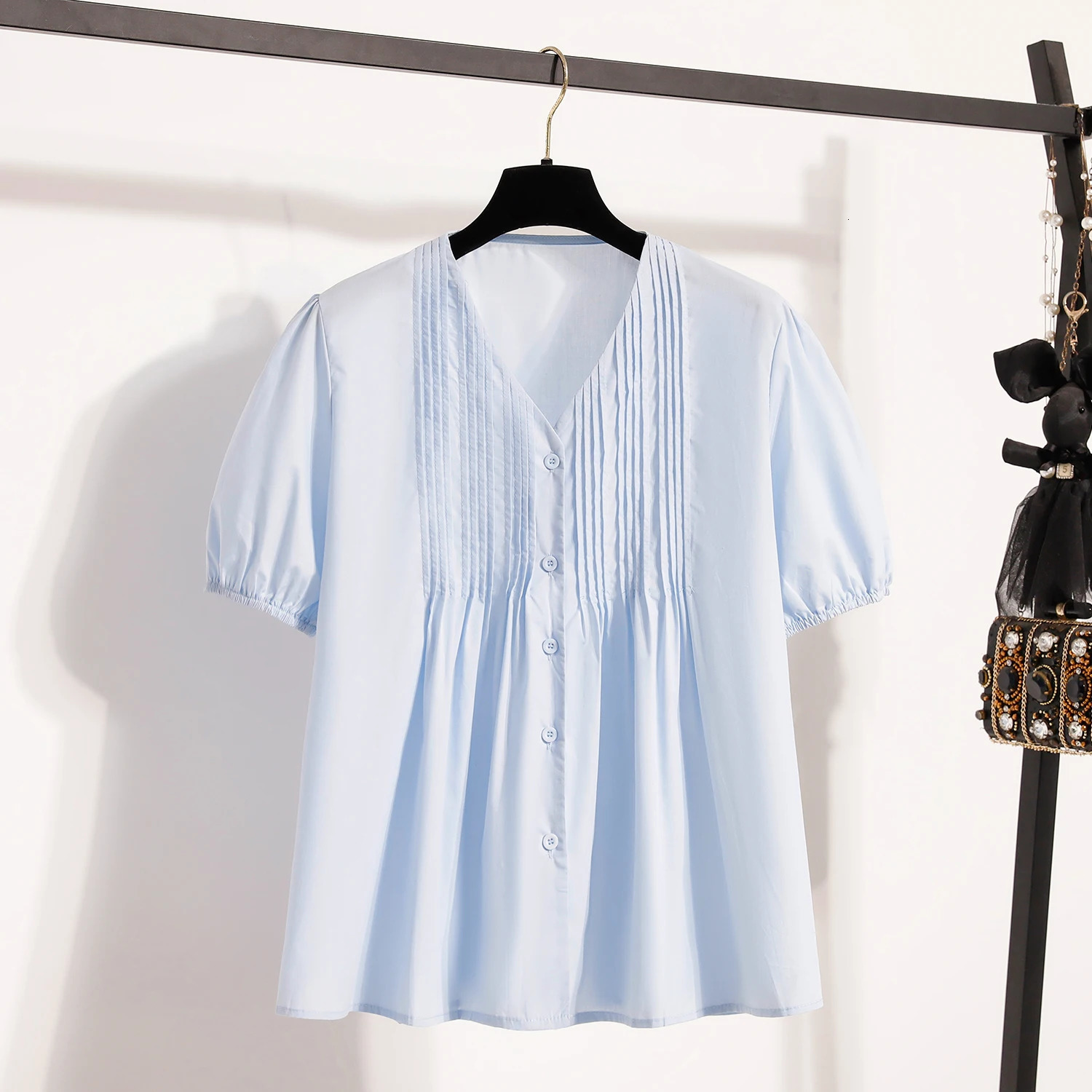 Plus Size Shirts Blouses Women Summer Arrival Korean Fashion Tops Short Sleeve Loose Sweet Blouse Woman L4XL 250520