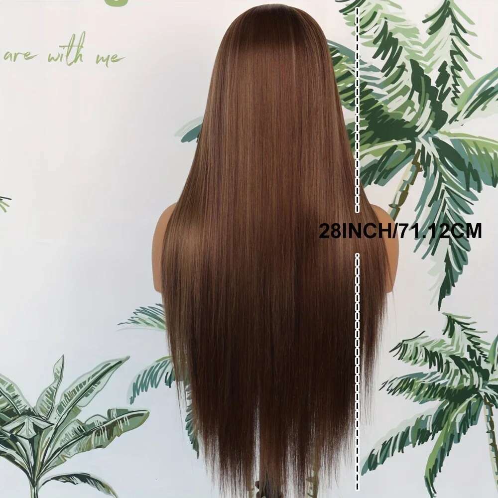 44 46 inches200 Density Chocolate Brown Straight Lace Front Women 13x4 13x6 lace Human Hair Wig for Daily Wear