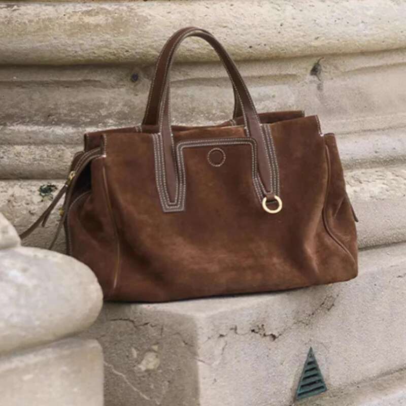 Brand Shoulder Travel Suede Tote Large Capacity Hand-Held Boston Commuter Bag For Women