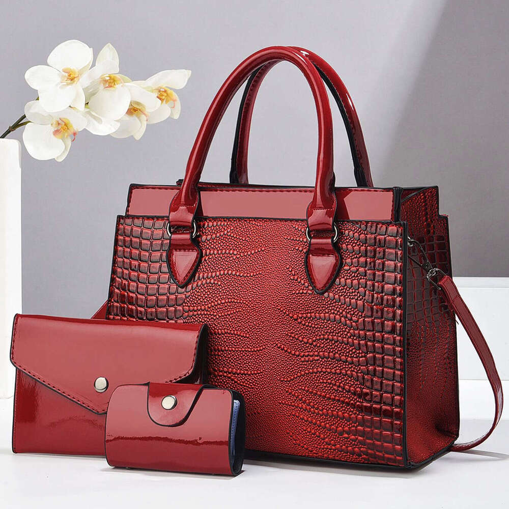 Women s Urban Crocodile Pattern Handheld Bun Mother Piece Set Single Shoulder Diagonal Cross Bag Style Bags