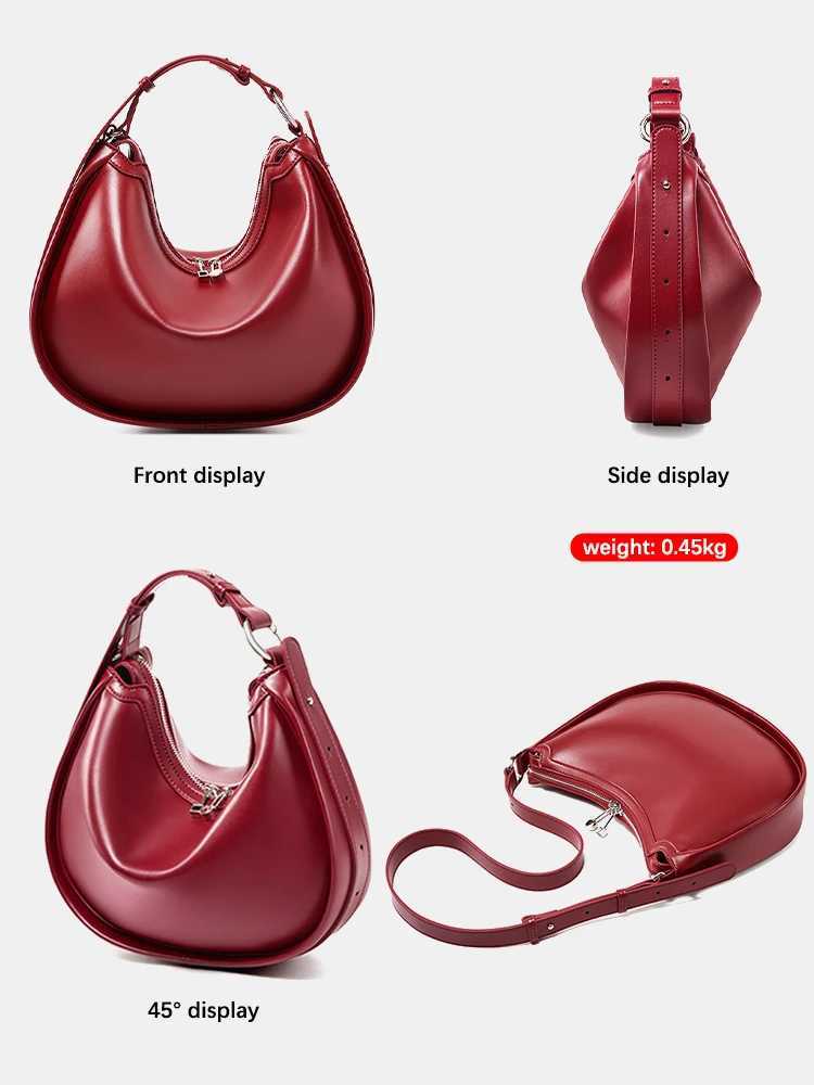 Zency Premium Genuine Leather Womens Handbag Luxury Hobo Bag Large Capacity Fashion Shoulder Bag for Wife Lover Girl Gift Bag M250520