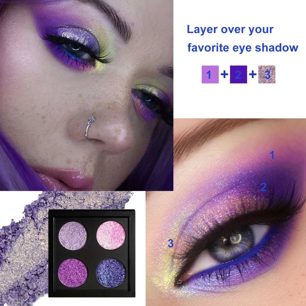 Shimmering Chromatic Magic 4-Pan Chameleon Flash Eyeshadow Palette Optical Shift Diamond Sparkle Versatile Makeup W250520