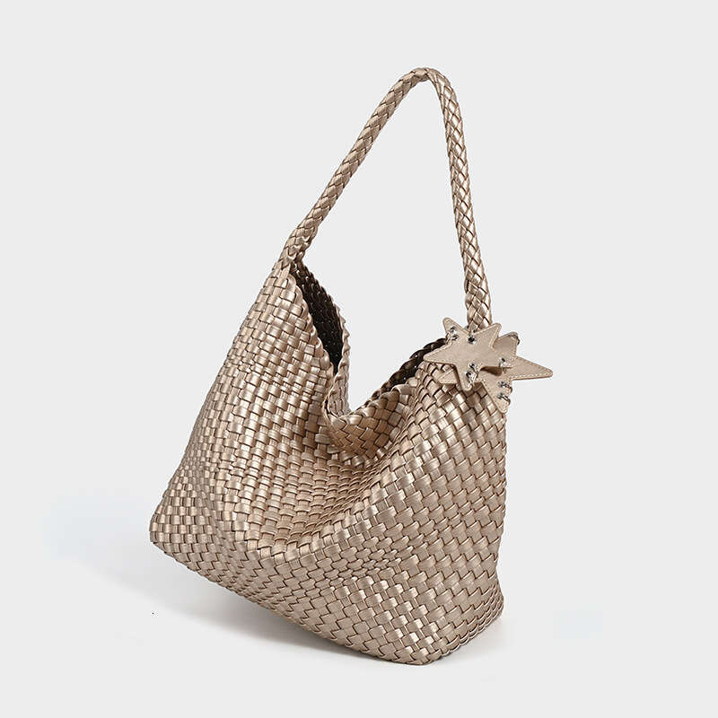 Women's Bags Designer High End, Niche Design, Handmade Woven Large Capacity Tote Bag, Casual And Lazy Style, One Shoulder, Underarm Bucket Bag