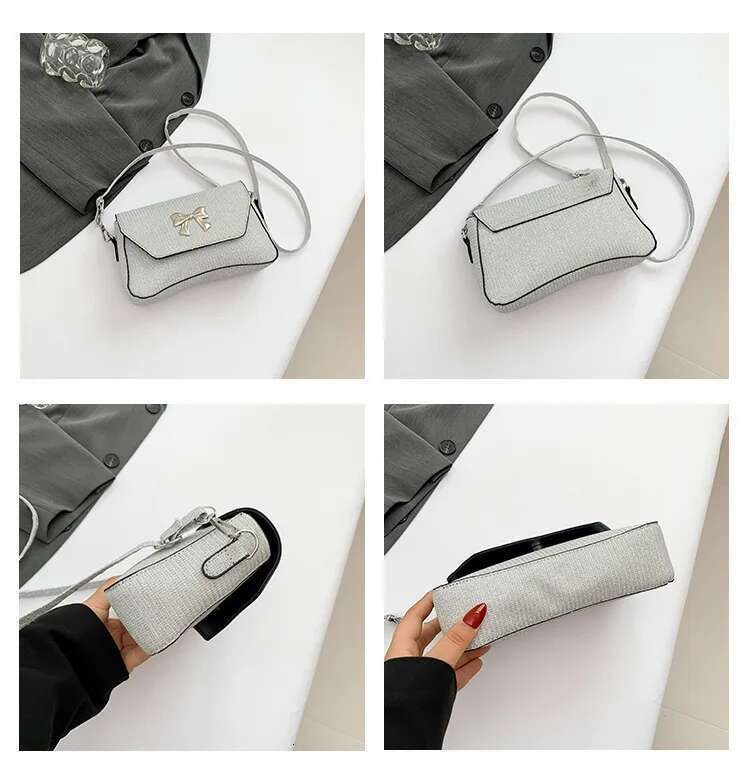 Women's Shoulder Fashion Hand Canvas Wallet Portable Tote Handbags Small Square Bag Bow Crossbody Bags