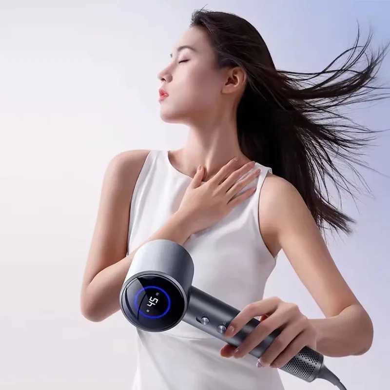 Light Weight High Speed Hair Blower Portable Negative Ion Blow Dryer With Lcd Display Hair Dryer Paper Neck Barber Wig Band z250520