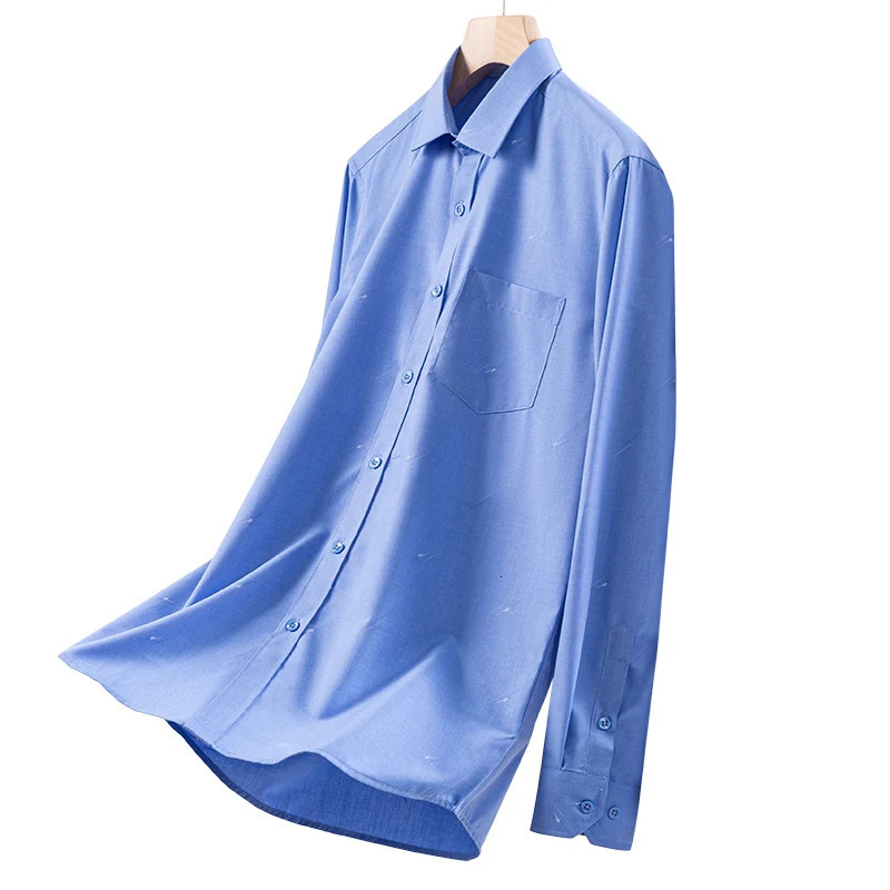 Mens Striped Shirt Long Sleeve Anti-Wrinkle Formal Soft Fashion Casual Business Pocket Office Shirts Men Clothing 4XL 5XL 250520