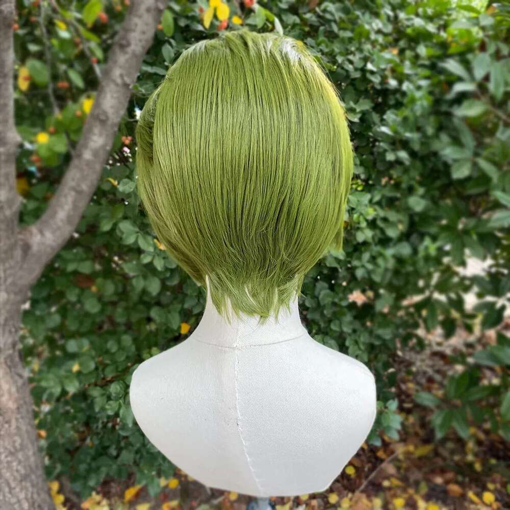 Green Bob Cosplay Men 13x4 Synthetic Lace Front for Women Short Cut Piexie Wigs Natural Hairline Pre Plucked