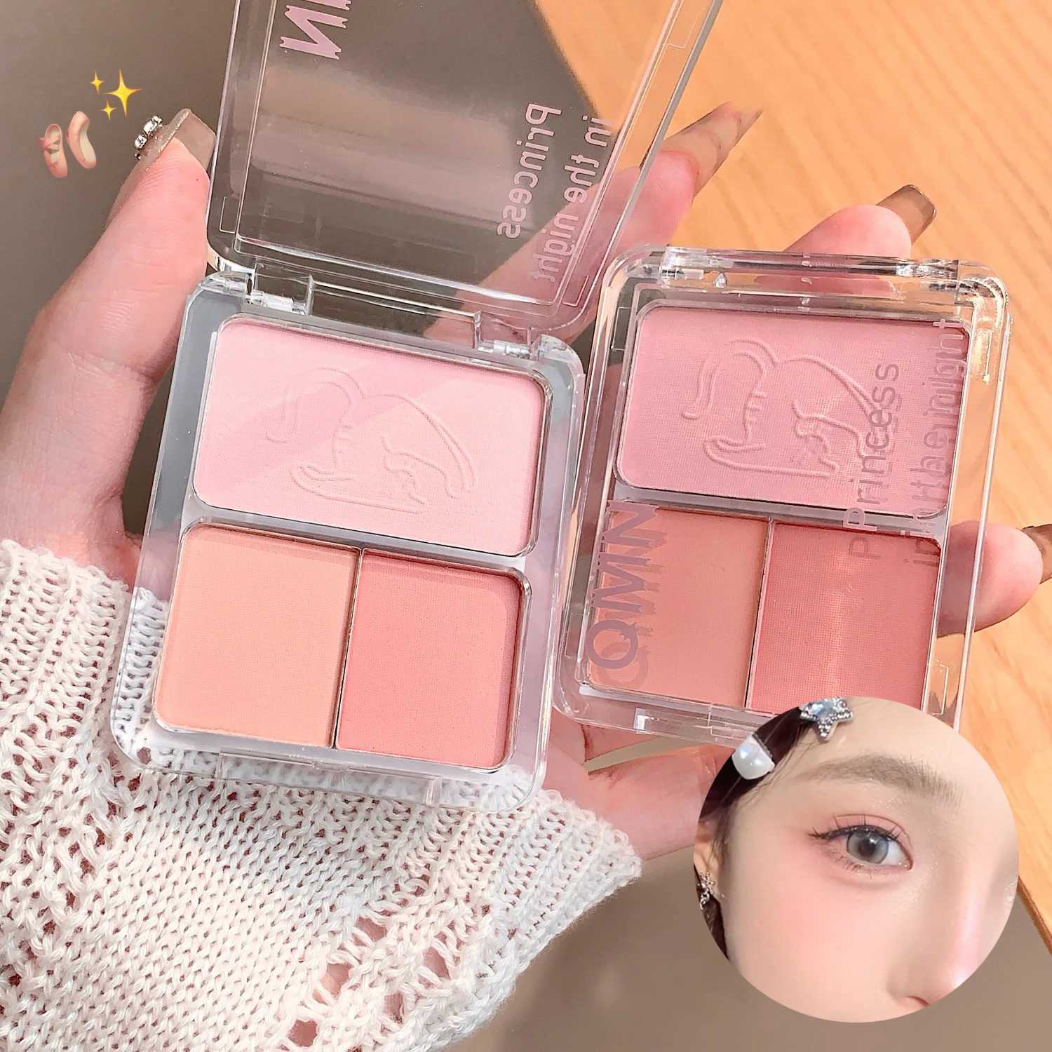 3-Color Pink Orange Eyeshadow Palette Facial Blush Shimmer Matte Low Saturation Eye Shadow Makeup Palette Eye Pigments CosmeticsXJ250520