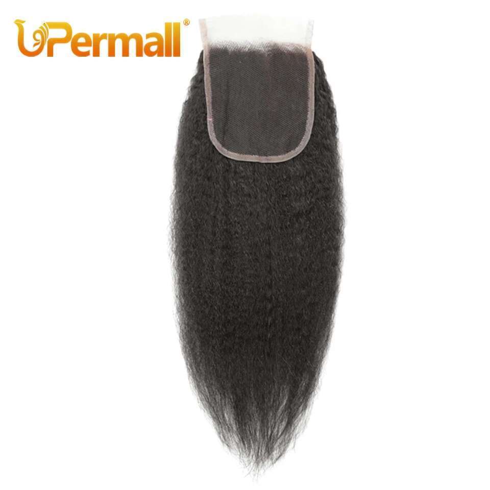 Upermall 13x4 Kinky Straight Lace Frontal Pre Plucked With Baby HD Transparent Yaki 4x4 Closure Remy Human Hair For Women