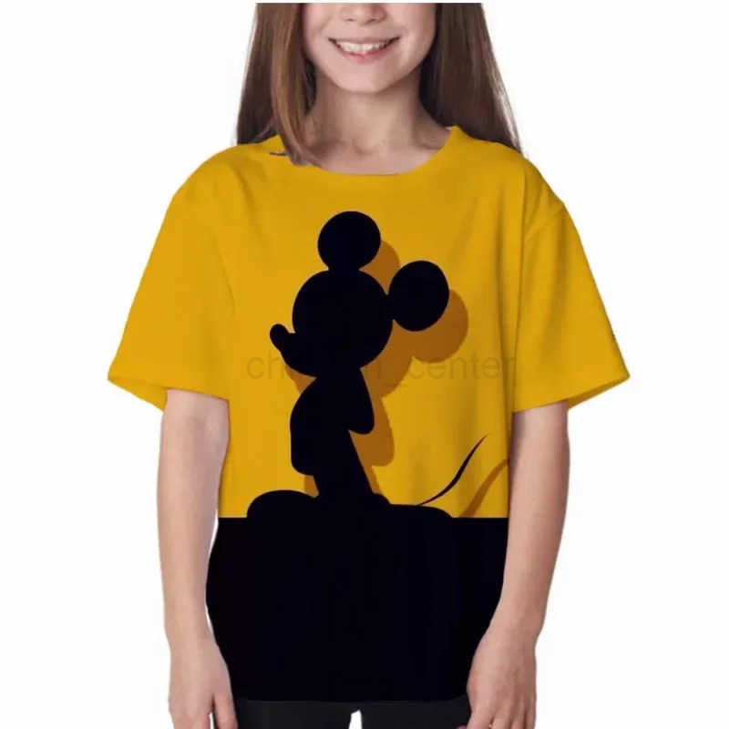 2024 Summer New Disney Mickey Mouse 3d Print T-Shirt Children Cute Kid Cartoon T-shirt Boys Girls Clothing Unisex Short Sleeves W250520