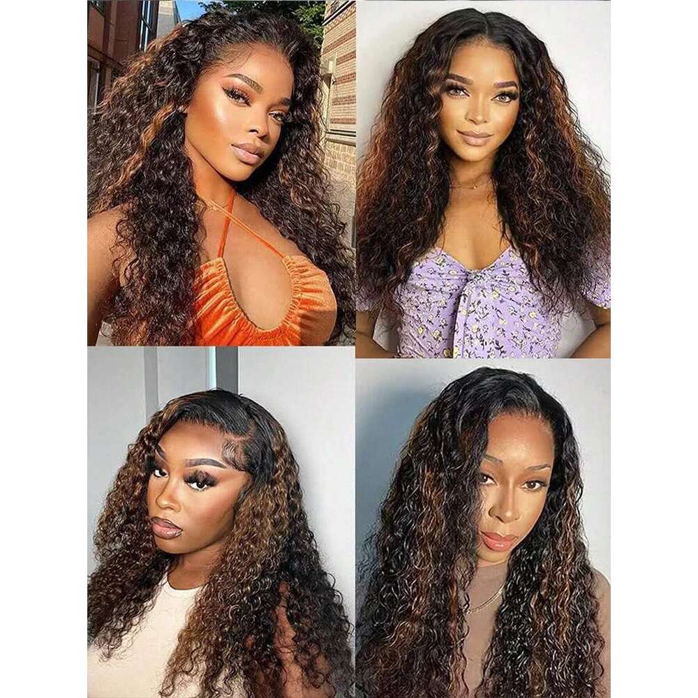 1B/30 Highlight Ombre 13x4 Deep Wave Colored Lace Front Wigs Human Pre Plucked with Baby Hair 180 Density