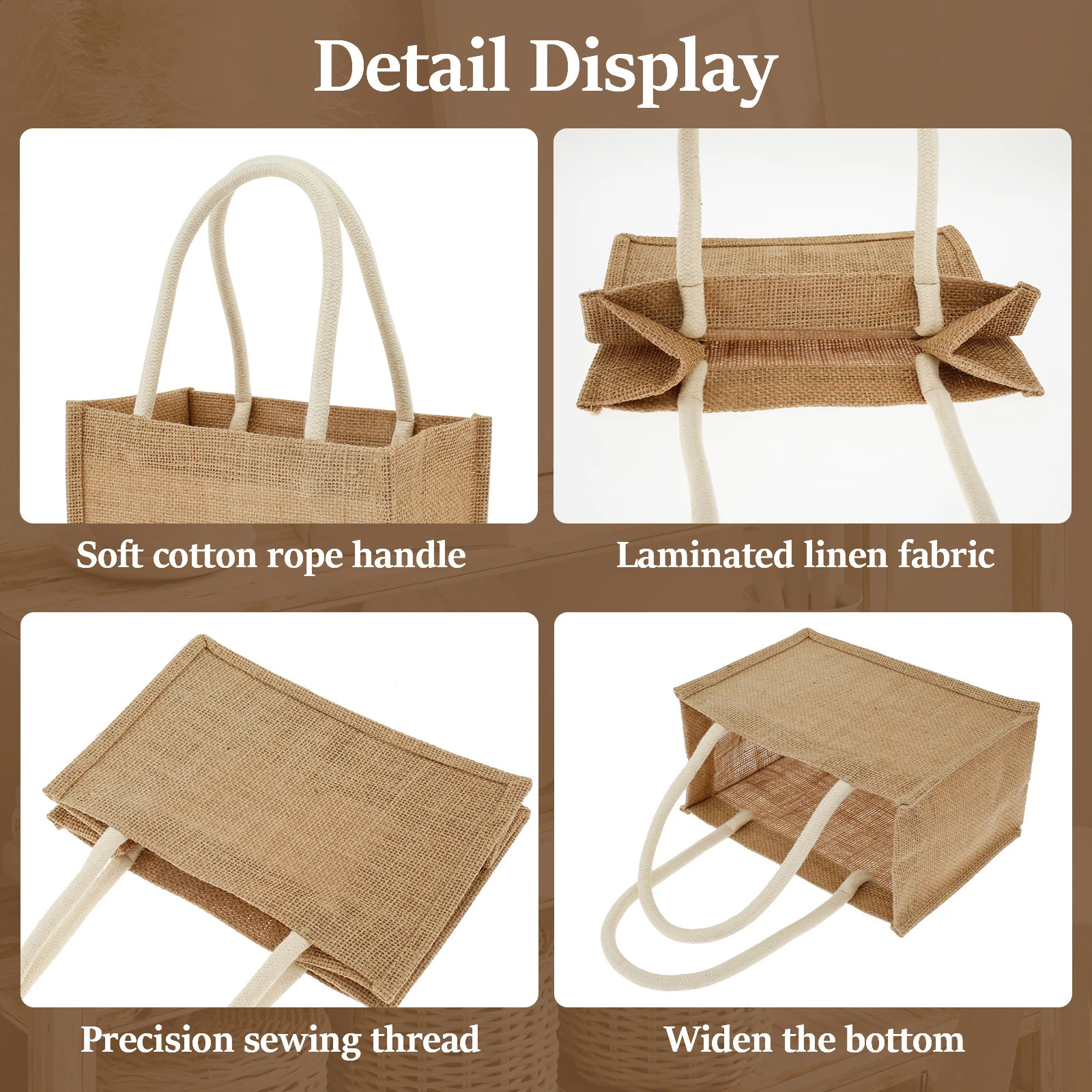 12/4PCS Burlap Tote Bags Mini Burlap Beach Bags with Handles Portable Jute Tote Bag Reusable Burlap Gift Bag Multipurpose Burlap 250516