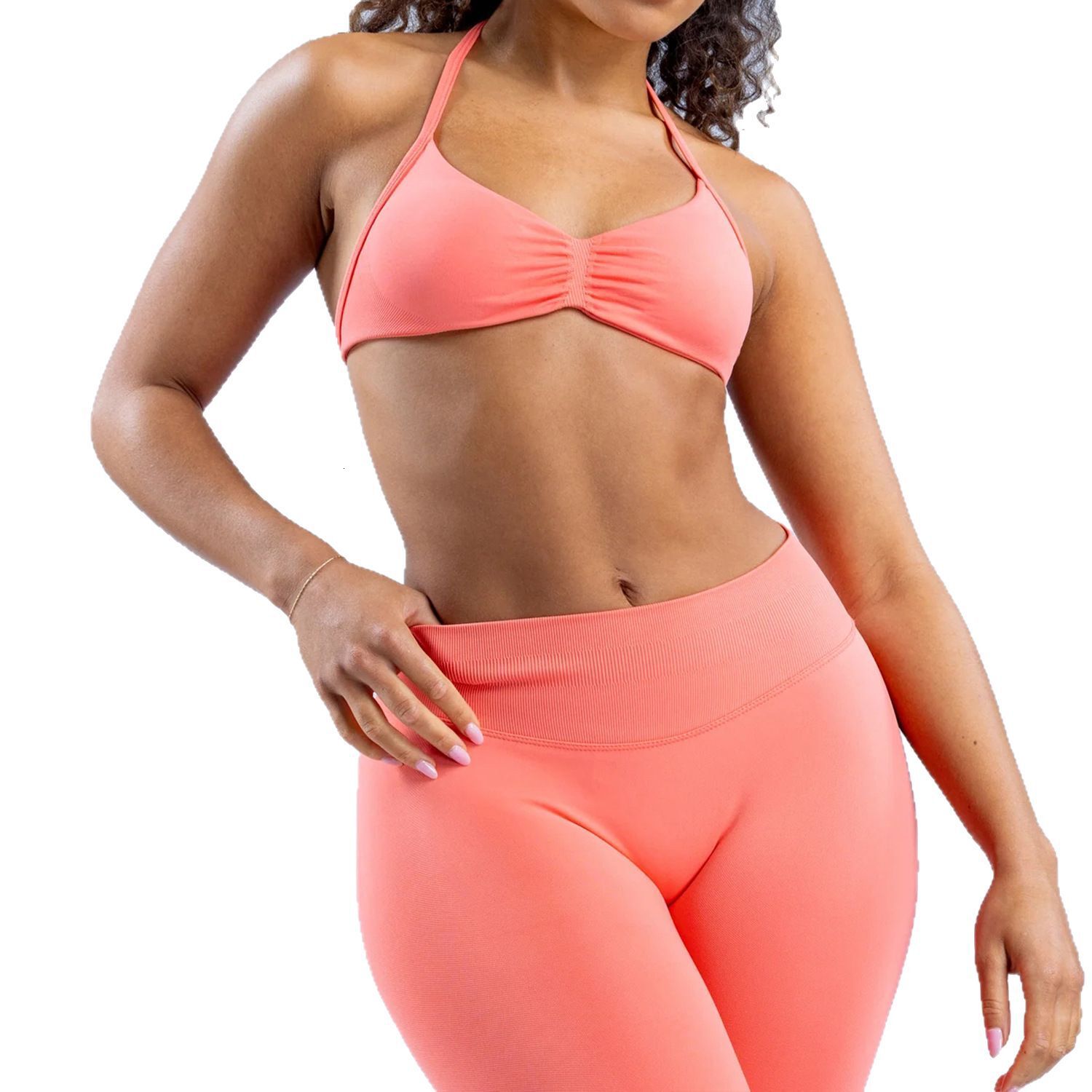 High elasticity matte nylon seamless yoga halter beautiful back bra, women's sports bra