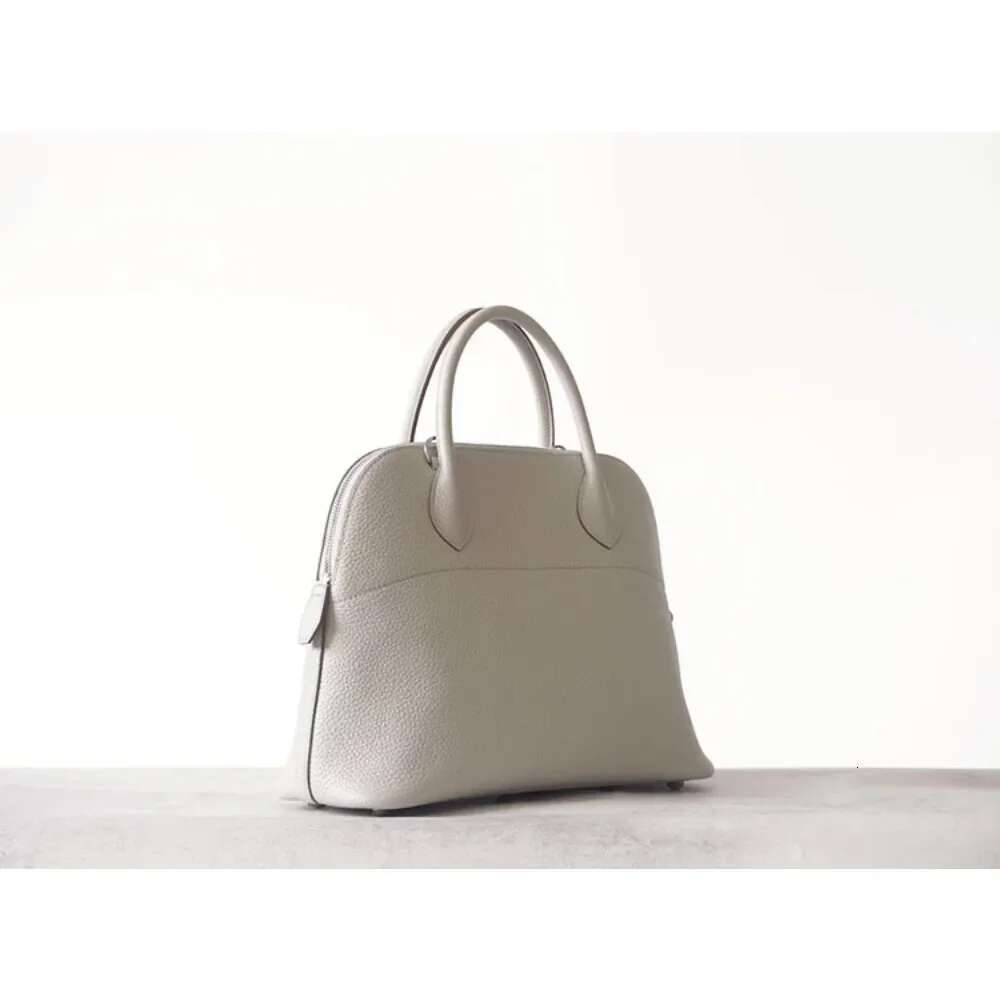 VOAETEC Premium Semi-handmade First-layer Cowhide Bowling Portable Shoulder Large Shell Bag Commuting Temperament
