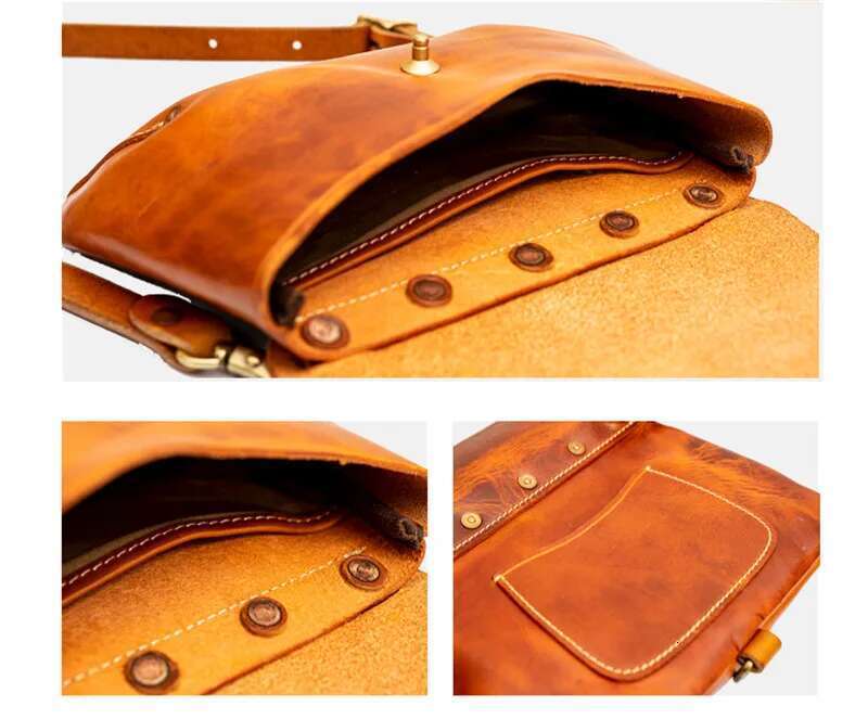 Fashion Daily Natural Genuine Leather Men's Messenger Outdoor Leisure Pure Real Cowhide Small Shoulder Bag Youth