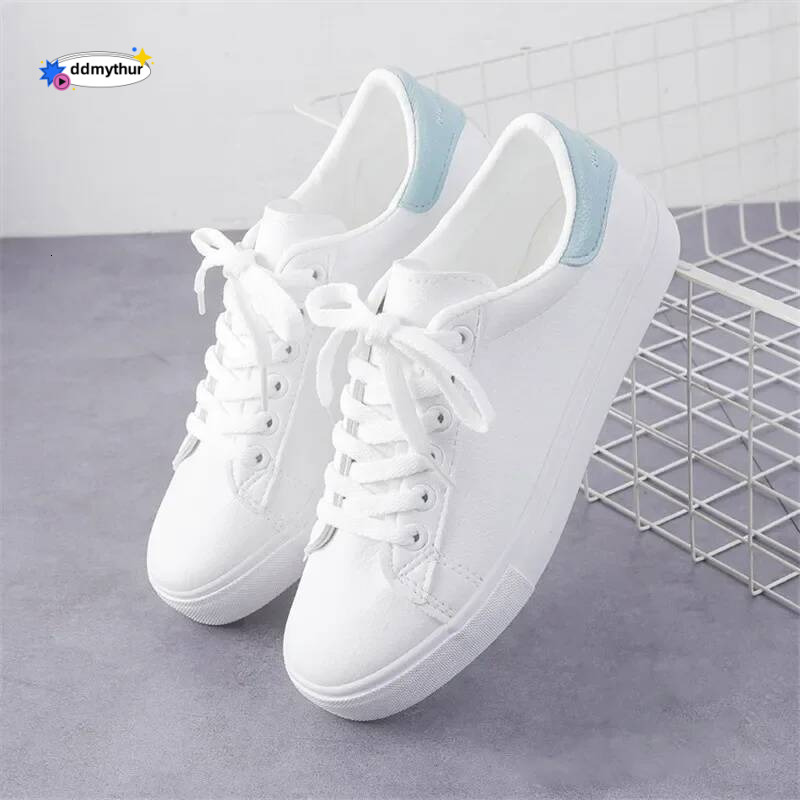 Women Sneakers 2024 Fashion Breathble Vulcanized Pu Leather Platform White Lace Up Casual Shoes Zapatos Mujer ddmythur
