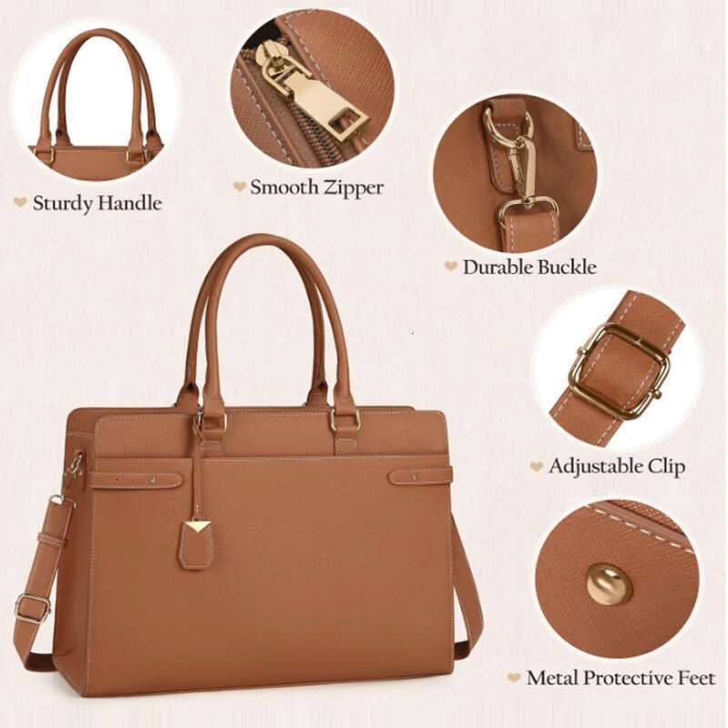 Large Capacity For Women Laptop Tote Leather Work Waterproof Briefcase Business Office Computer Bag