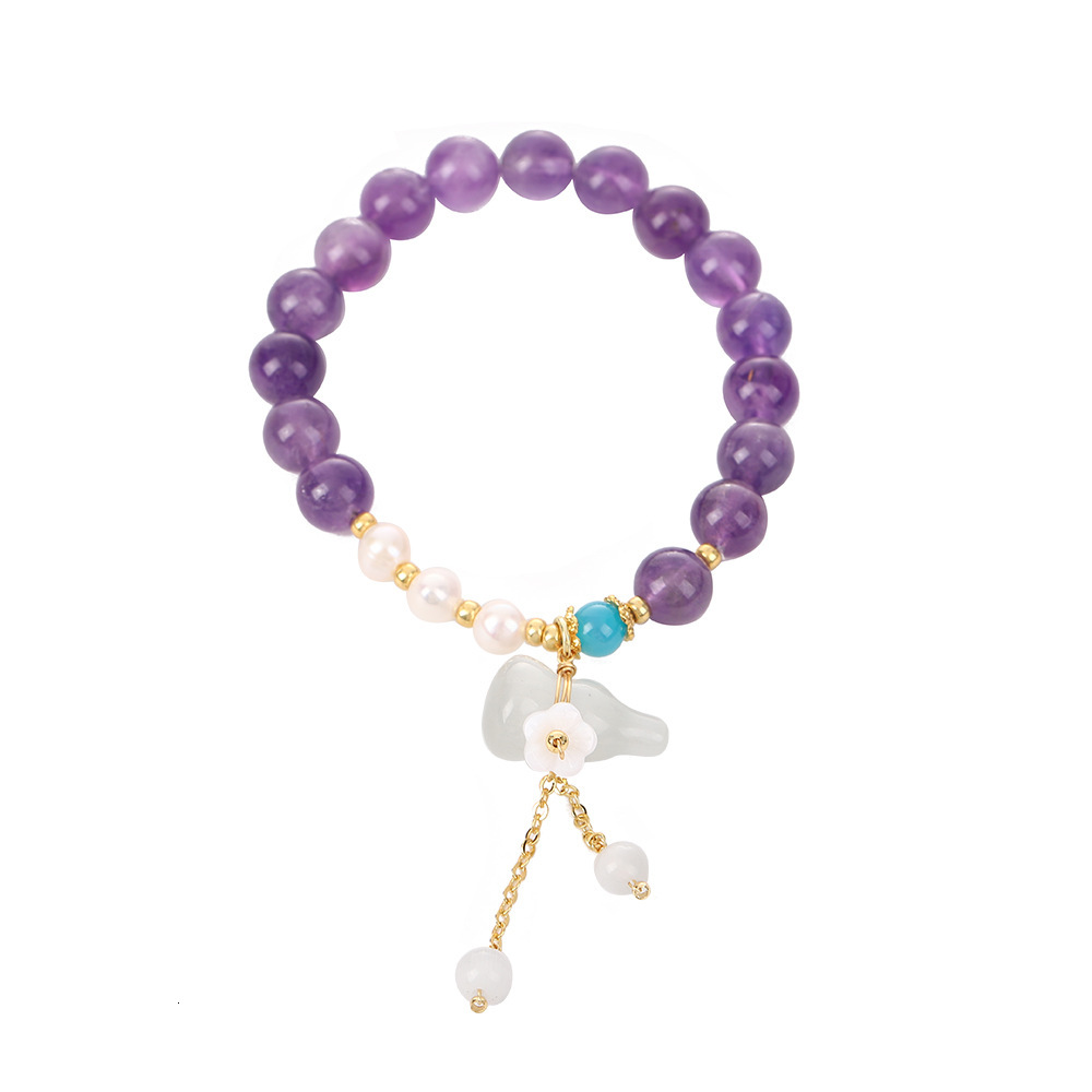 Chinese style gourd pendant, bracelet, natural amethyst bracelet for women