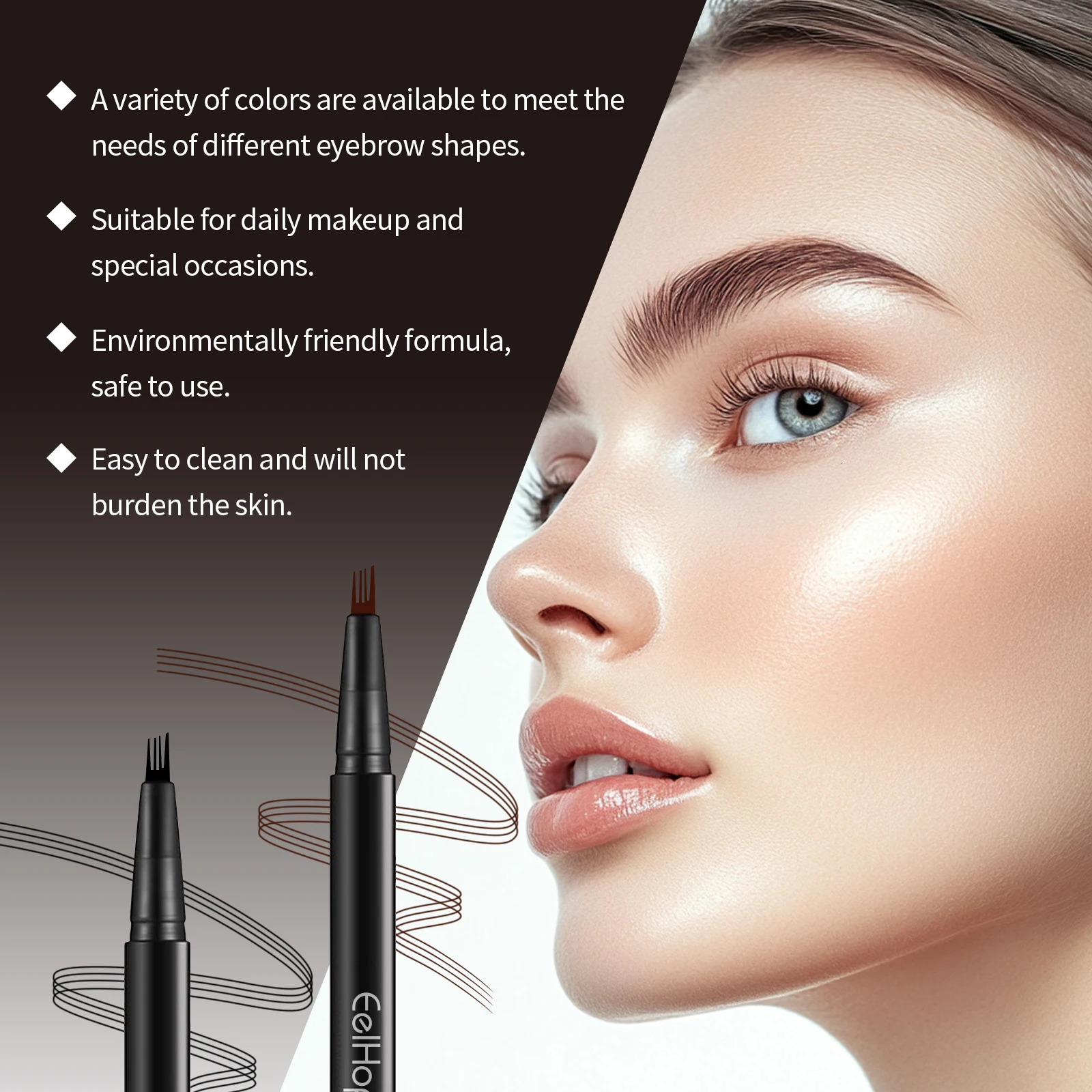 EELHOPE 4 Forks Eyebrow Pencil Long Lasting Eye Makeup Waterproof Sweatproof Natural Brown Black Beauty Makeup Eye Brow Pen 250515
