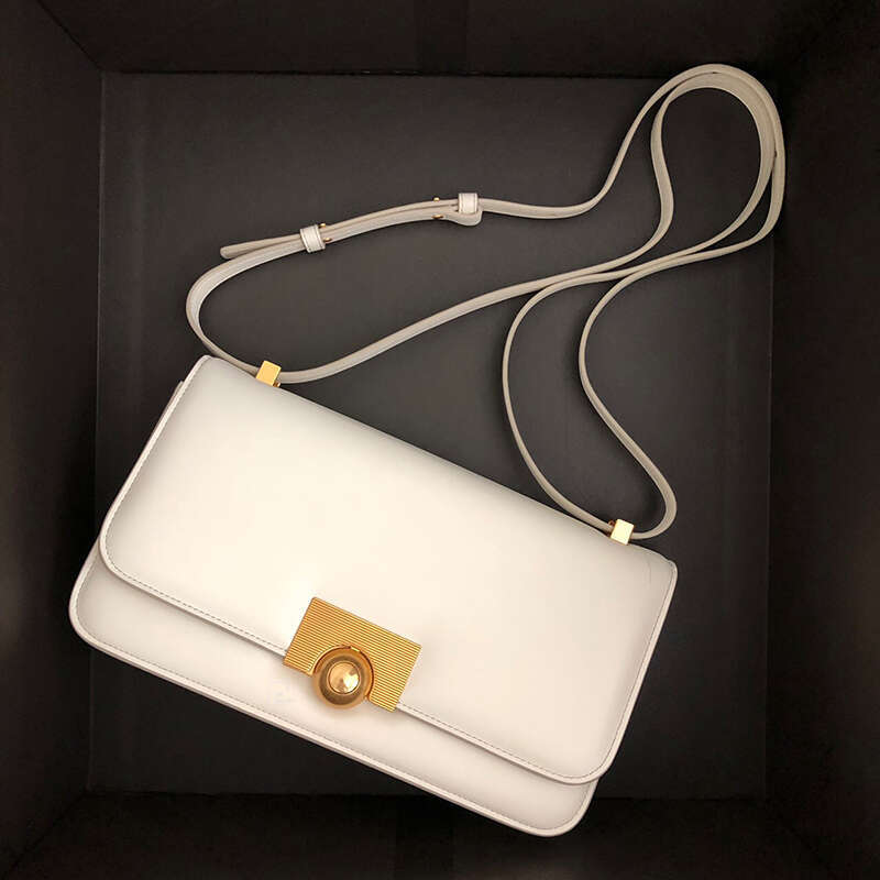 yuan Underarm Tofu Box Cowhide Shoulder Strap Small Square Genuine Leather Wine God Bag