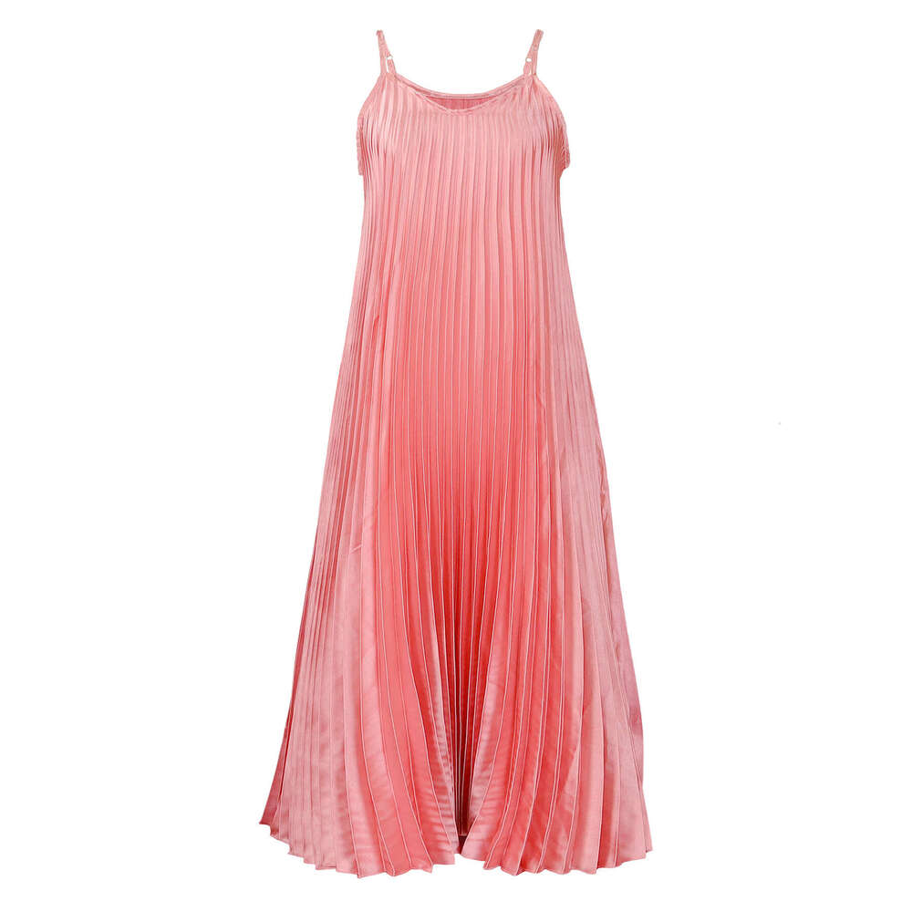 Women's Wear Women's New Summer Vacation Style Pleated V-Neck Beach Strap Long Dress