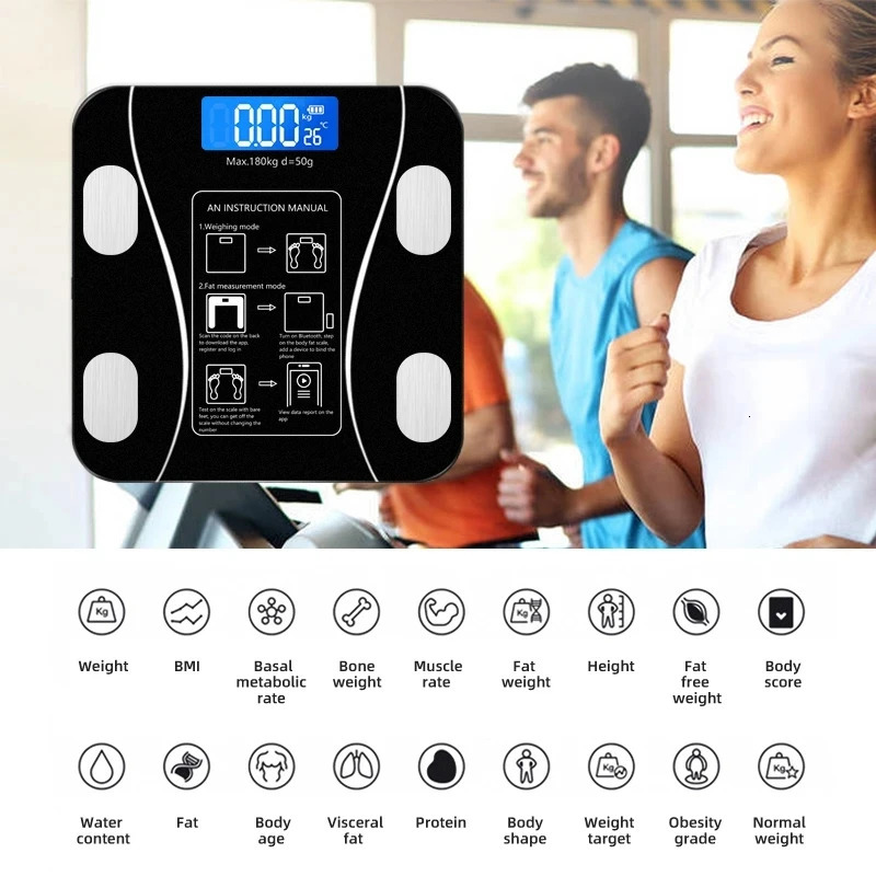 Body Fat Scale Smart Wireless Digital Bathroom Weight Scale Body Composition Analyzer with Smartphone App Bluetooth USB Charging 250513