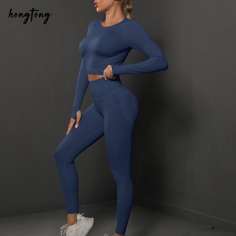 Yoga set gym set pilates women long sleeve pants two piece setskinny quick dry breathable moisture wicking outdoor running workout clothes size s-l