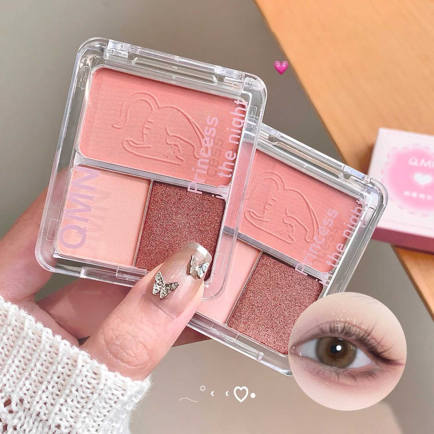 3-Color Pink Orange Eyeshadow Palette Facial Blush Shimmer Matte Low Saturation Eye Shadow Makeup Palette Eye Pigments CosmeticsXJ250520