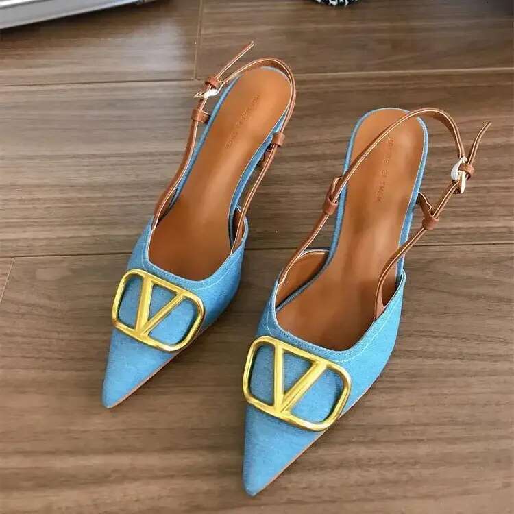 free shipping designer sandals women slippers slides womens blue denim indoor outdoor casual shoe trainers sneakers new
