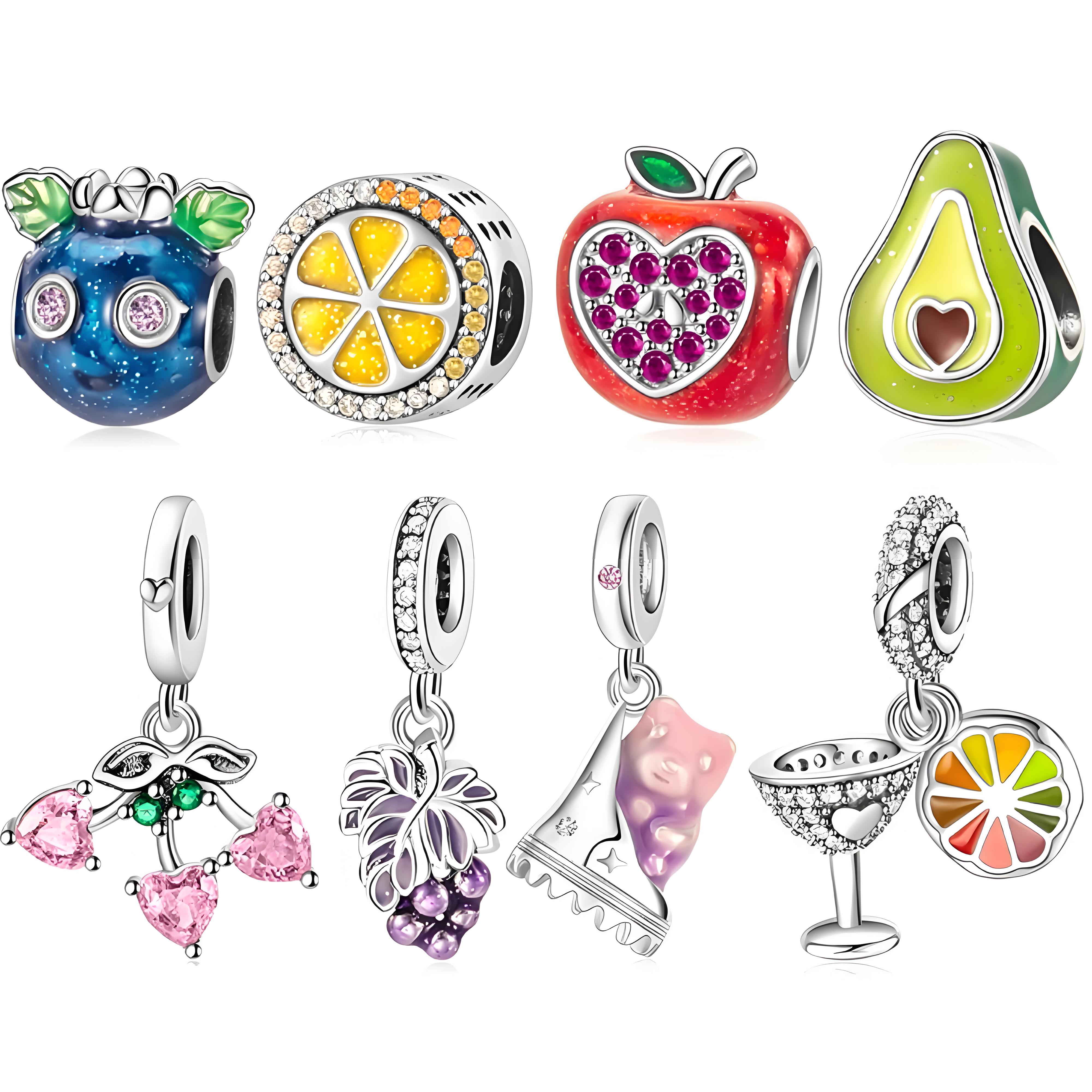 FewDook 2025 Summer New Fruit Series Blueberry, Lemon & Avocado Gummibear Charm Fit Original Pan Charms Bracelet High Quality Accessories Jewelry Desi