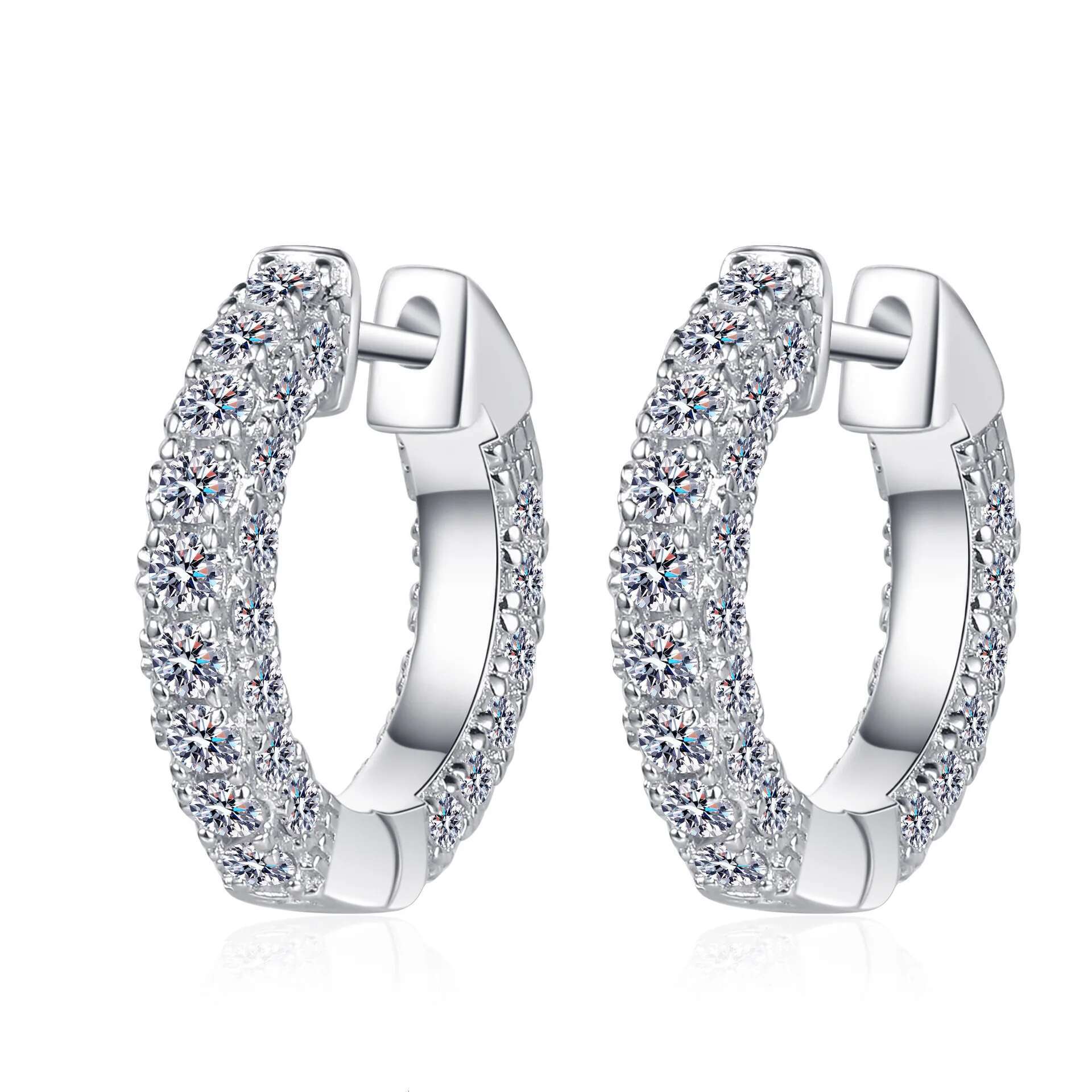 COSFIX Luxury 100% 925 Sterling Silver Created Moissanite Gemstone Hoop Earrings Wedding Engagement Fine Jewelry Gifts Wholesale