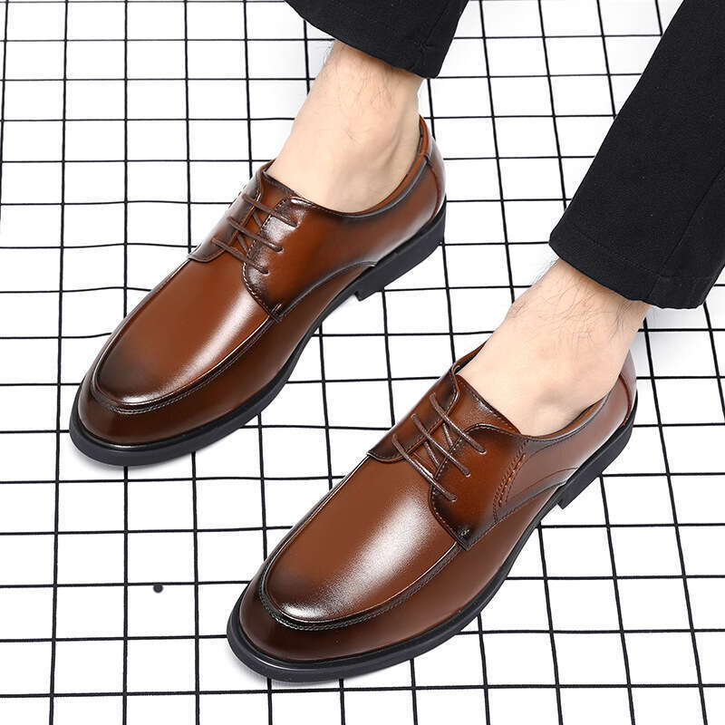 Men's spring business dress leather Korean casual men's British youth shoes, oversized shoes
